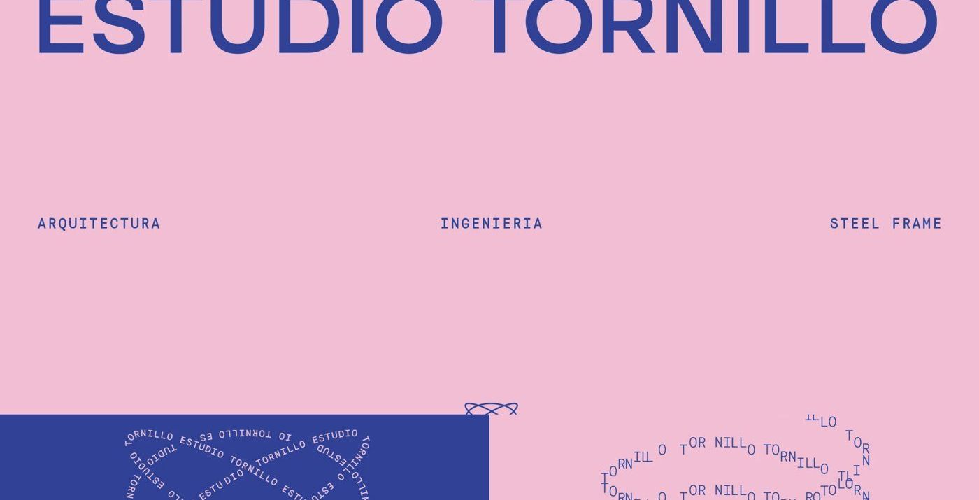 Estudio Tornillo — 표지 — 넓은 대문자 워드마크와 모노 글꼴 서비스 세 단어